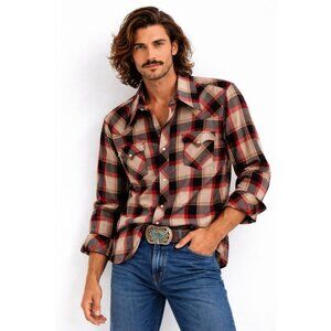 vintage 70s TEM TEX western pearl snap shirt 100% wool flannel LARGE rockabilly